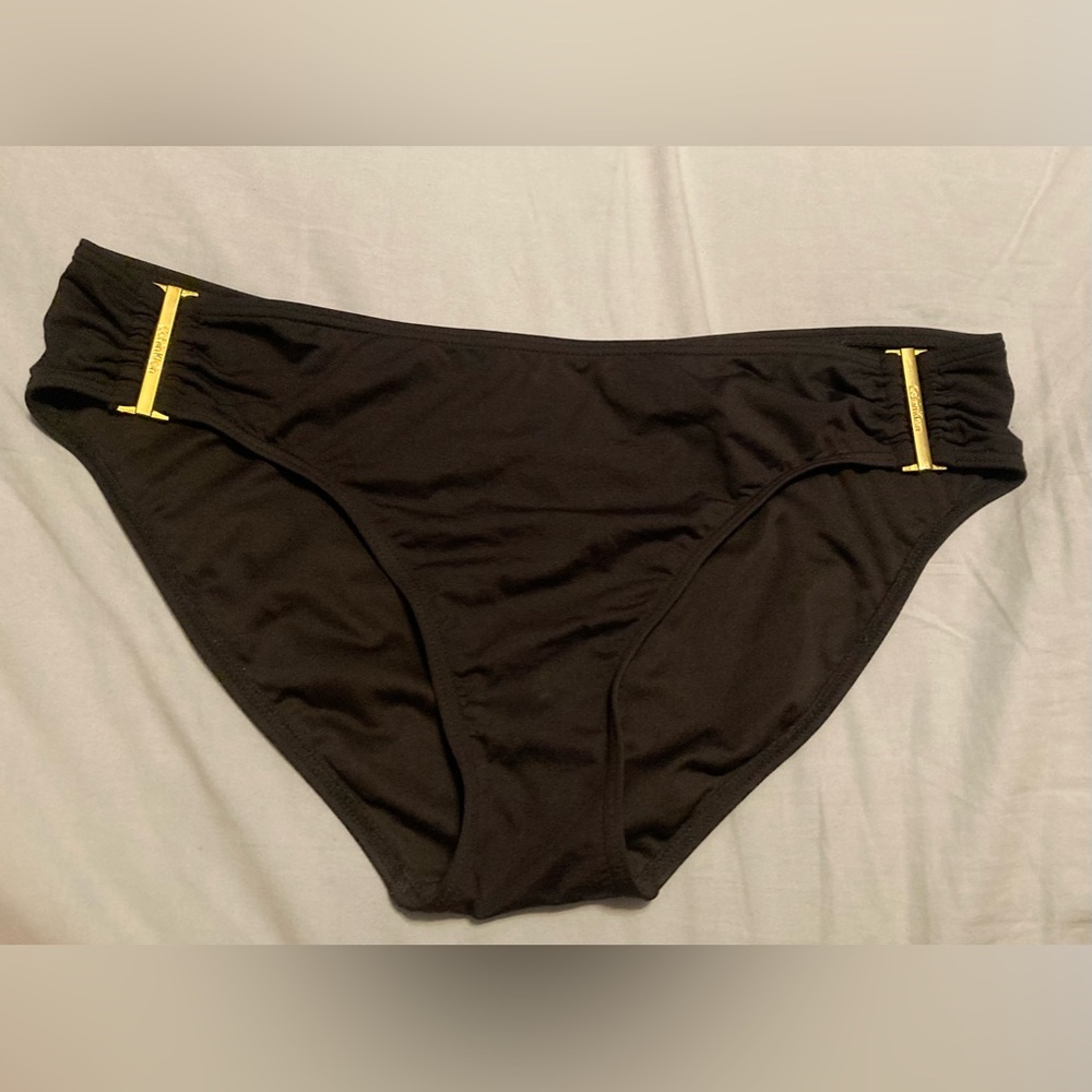 Calvin Klein Black Swim Bottoms with Gold Size Large
